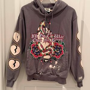 Watson Luxe Grey Graphic Hoodie~Size Small
